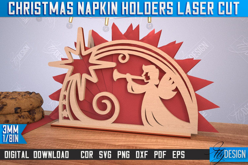 Christmas Napkin Holder | Holidays | Dining Table Decoration | New Year | Christmas Decorations | CNC File SVG Fly Design 