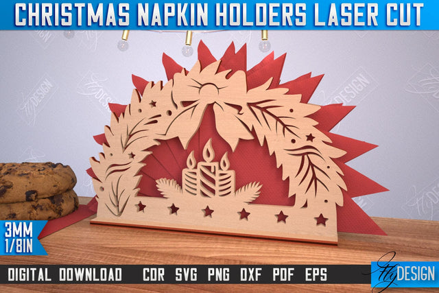 Christmas Napkin Holder | Holidays | Dining Table Decoration | New Year | Christmas Decorations | CNC File SVG Fly Design 