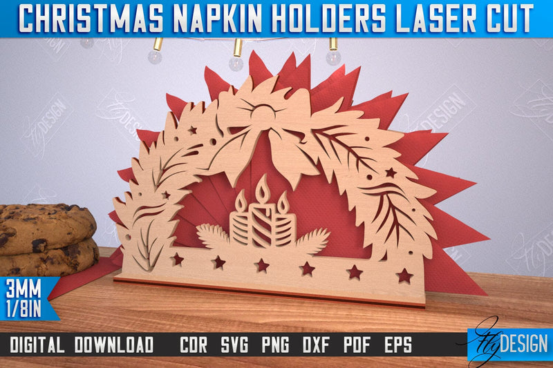 Christmas Napkin Holder | Holidays | Dining Table Decoration | New Year | Christmas Decorations | CNC File SVG Fly Design 