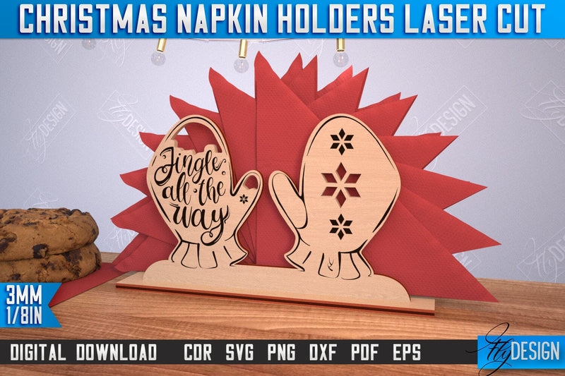 Christmas Napkin Holder | Holidays | Dining Table Decoration | New Year | Christmas Decorations | CNC File SVG Fly Design 