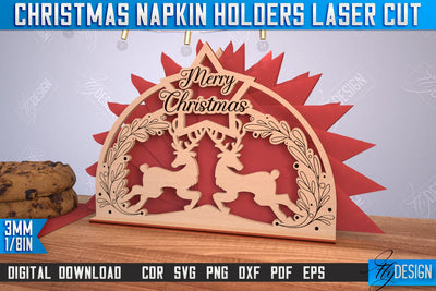 Christmas Napkin Holder | Holidays | Dining Table Decoration | New Year | Christmas Decorations | CNC File SVG Fly Design 