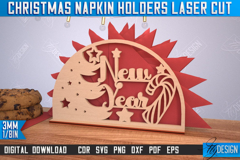 Christmas Napkin Holder | Holidays | Dining Table Decoration | New Year | Christmas Decorations | CNC File SVG Fly Design 