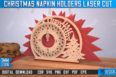 Christmas Napkin Holder | Holidays | Dining Table Decoration | New Year | Christmas Decorations | CNC File SVG Fly Design 