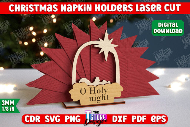Christmas Napkin Holder | Holidays | Dining Table Decoration | New Year | Christmas Decorations | CNC File SVG The T Store Design 
