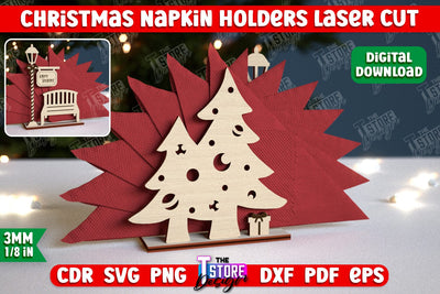 Christmas Napkin Holder | Holidays | Dining Table Decoration | New Year | Christmas Decorations | CNC File SVG The T Store Design 