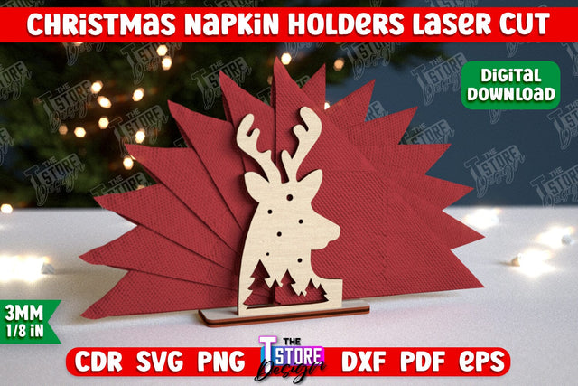 Christmas Napkin Holder | Holidays | Dining Table Decoration | New Year | Christmas Decorations | CNC File SVG The T Store Design 