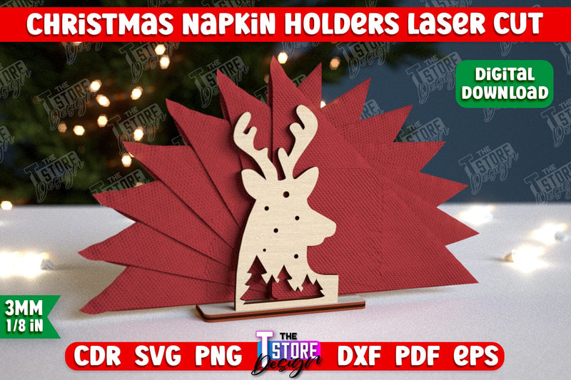 Christmas Napkin Holder | Holidays | Dining Table Decoration | New Year | Christmas Decorations | CNC File SVG The T Store Design 