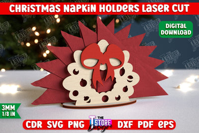 Christmas Napkin Holder | Holidays | Dining Table Decoration | New Year | Christmas Decorations | CNC File SVG The T Store Design 