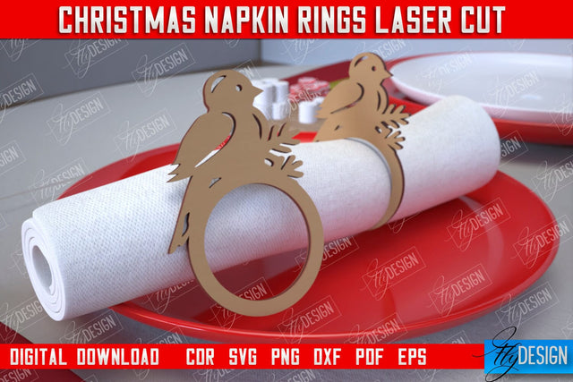Christmas Napkin Rings | Holidays Dinner | Adornment Dining Table | Christmas Décor | CNC File SVG Fly Design 