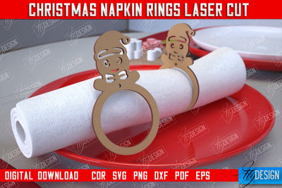 Christmas Napkin Rings | Holidays Dinner | Adornment Dining Table | Christmas Décor | CNC File SVG Fly Design 