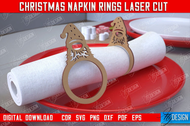 Christmas Napkin Rings | Holidays Dinner | Adornment Dining Table | Christmas Décor | CNC File SVG Fly Design 
