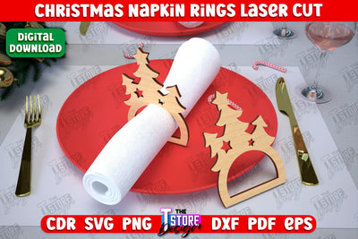 Christmas Napkin Rings | Holidays Dinner | Adornment Dining Table | Christmas Décor | CNC File SVG The T Store Design 
