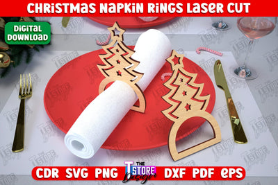 Christmas Napkin Rings | Holidays Dinner | Adornment Dining Table | Christmas Décor | CNC File SVG The T Store Design 