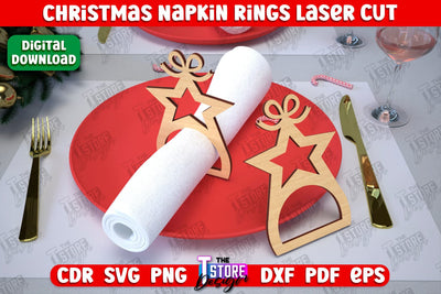Christmas Napkin Rings | Holidays Dinner | Adornment Dining Table | Christmas Décor | CNC File SVG The T Store Design 