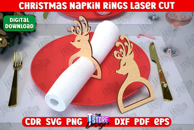Christmas Napkin Rings | Holidays Dinner | Adornment Dining Table | Christmas Décor | CNC File SVG The T Store Design 