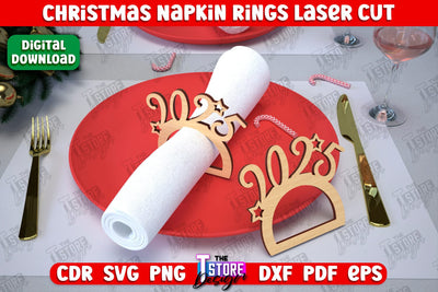 Christmas Napkin Rings | Holidays Dinner | Adornment Dining Table | Christmas Décor | CNC File SVG The T Store Design 
