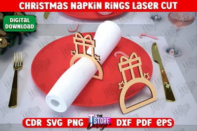 Christmas Napkin Rings | Holidays Dinner | Adornment Dining Table | Christmas Décor | CNC File SVG The T Store Design 
