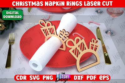 Christmas Napkin Rings | Holidays Dinner | Adornment Dining Table | Christmas Décor | CNC File SVG The T Store Design 