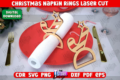 Christmas Napkin Rings | Holidays Dinner | Adornment Dining Table | Christmas Décor | CNC File SVG The T Store Design 