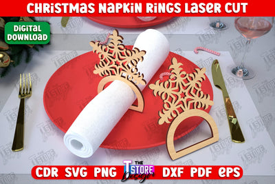 Christmas Napkin Rings | Holidays Dinner | Adornment Dining Table | Christmas Décor | CNC File SVG The T Store Design 