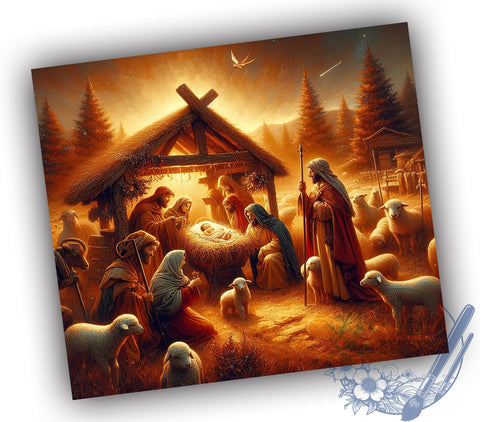 Christmas Nativity 20oz Skinny Tumbler PNG, Nativity Scene Tumbler Sublimation Wrap, Straight & Tapered Tumbler Wrap, Instant Digital Download Sublimation ToriDesigns 