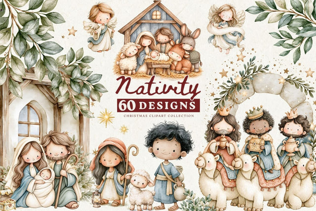 Christmas Nativity Clipart | Christmas PNG Designs Sublimation Petunia Digital Design 