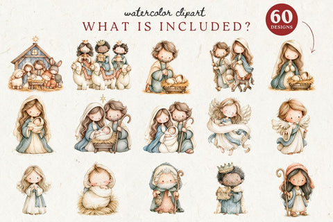 Christmas Nativity Clipart | Christmas PNG Designs Sublimation Petunia Digital Design 
