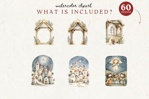 Christmas Nativity Clipart | Christmas PNG Designs Sublimation Petunia Digital Design 