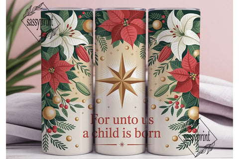 Christmas Nativity Floral 20oz Tumbler Sublimation sassyprint 