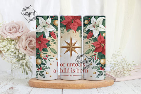 Christmas Nativity Floral 20oz Tumbler Sublimation sassyprint 