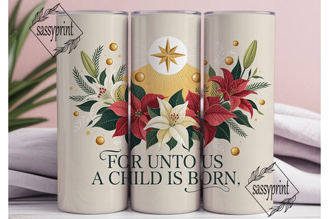 Christmas Nativity Floral 20oz Tumbler Sublimation sassyprint 