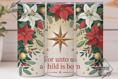 Christmas Nativity Floral 20oz Tumbler Sublimation sassyprint 