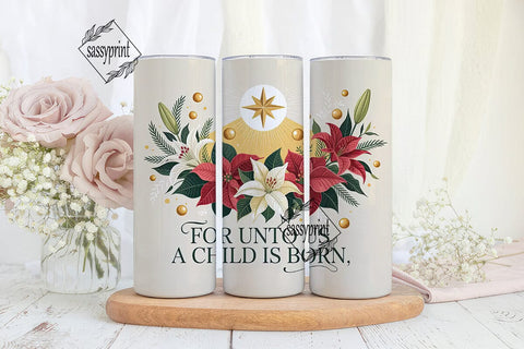 Christmas Nativity Floral 20oz Tumbler Sublimation sassyprint 
