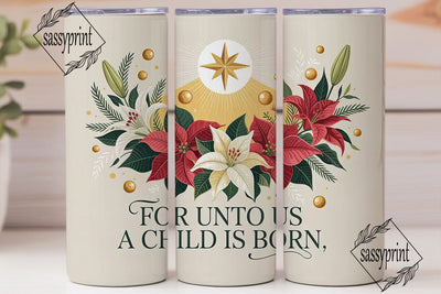 Christmas Nativity Floral 20oz Tumbler Sublimation sassyprint 