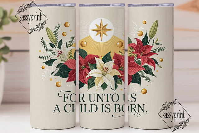 Christmas Nativity Floral 20oz Tumbler Sublimation sassyprint 