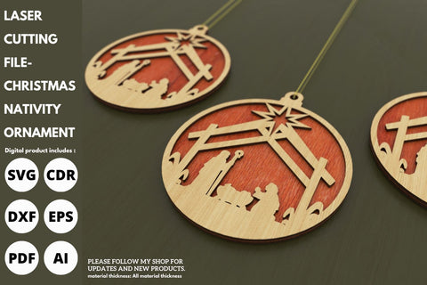 Christmas Nativity ornaments | paper cut | svg laser cut Glowforge SVG tofigh4lang 