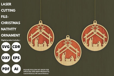 Christmas Nativity ornaments | paper cut | svg laser cut Glowforge SVG tofigh4lang 