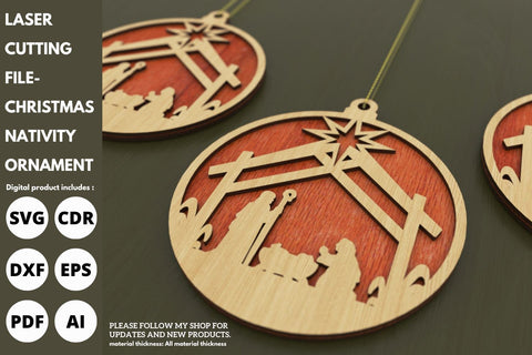Christmas Nativity ornaments | paper cut | svg laser cut Glowforge SVG tofigh4lang 