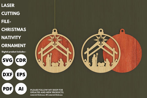 Christmas Nativity ornaments | paper cut | svg laser cut Glowforge SVG tofigh4lang 