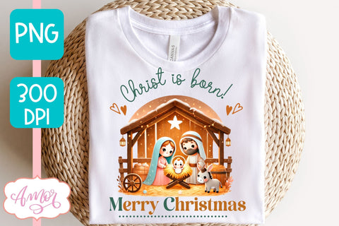 Christmas nativity PNG sublimation, Christian Christmas PNG Sublimation Amorclipart 