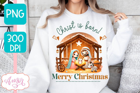 Christmas nativity PNG sublimation, Christian Christmas PNG Sublimation Amorclipart 