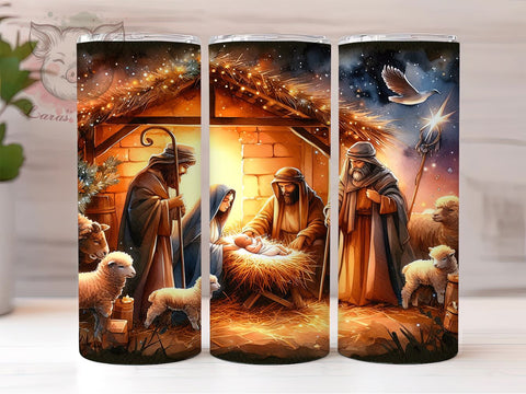 Christmas Nativity Scene 20 oz Skinny Tumbler Sublimation Design, Straight & Tapered Tumbler Png, Christmas Tumbler Png, Digital Download PNG Sublimation Lara' s Designs 