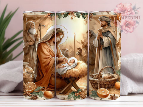 Christmas Nativity Scene 20oz Tumbler Wrap PNG, Christmas Tumbler PNG Sublimation Design, Straight & Tapered Tumbler Wrap, Instant Digital Download Sublimation Li Zamperini 
