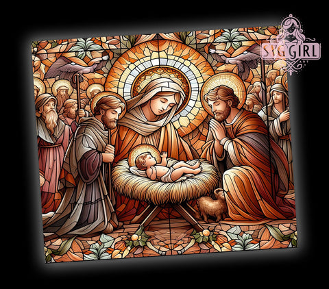 Christmas Nativity Scene 20oz Tumbler Wrap Sublimation Design, Straight Tapered Tumbler Wrap, Christmas Tumbler Png, Instant Digital Download Sublimation SvggirlplusArt 
