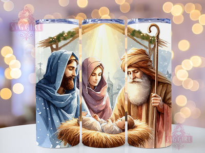 Christmas Nativity Scene tumbler wrap sublimation, 20 oz Skinny Tumbler Sublimation Design, Christmas Nativity Digital Download PNG Sublimation SvggirlplusArt 
