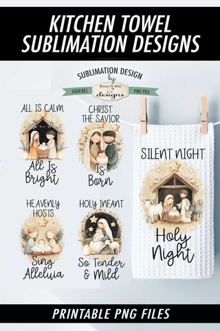 Christmas Nativity Silent Night | Sublimation Towel Designs Sublimation Ewe-N-Me Designs 