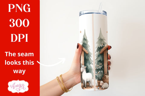 Christmas nativity tumbler wrap PNG for sublimation Sublimation Amorclipart 
