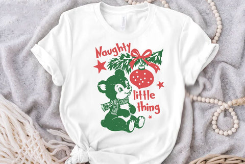 Christmas Naughty Illustration, ChristmasWUotes SVG Design, Cute Santa Claus, Reindeer, Christmas Tree and Retro Holiday Designs SVG FiveStarCrafting 