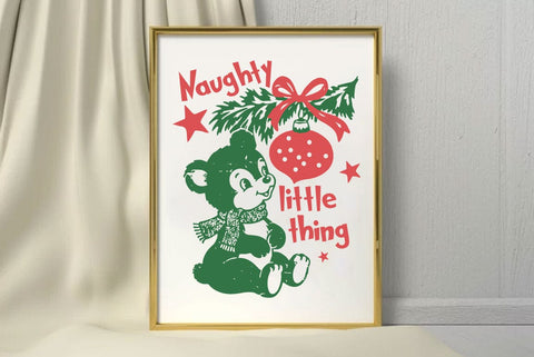 Christmas Naughty Illustration, ChristmasWUotes SVG Design, Cute Santa Claus, Reindeer, Christmas Tree and Retro Holiday Designs SVG FiveStarCrafting 