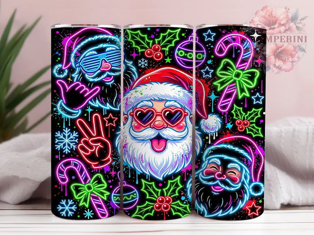 Christmas Neon Santa 20oz Tumbler, Christmas Neon Santa, Neon Santa Tumbler, Christmas Neon PNG, Neon Santa PNG, Christmas Santa, Neon Christmas PNG, 20oz Tumbler Wrap Sublimation Li Zamperini 